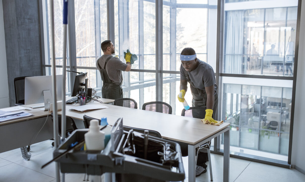 cleaning office