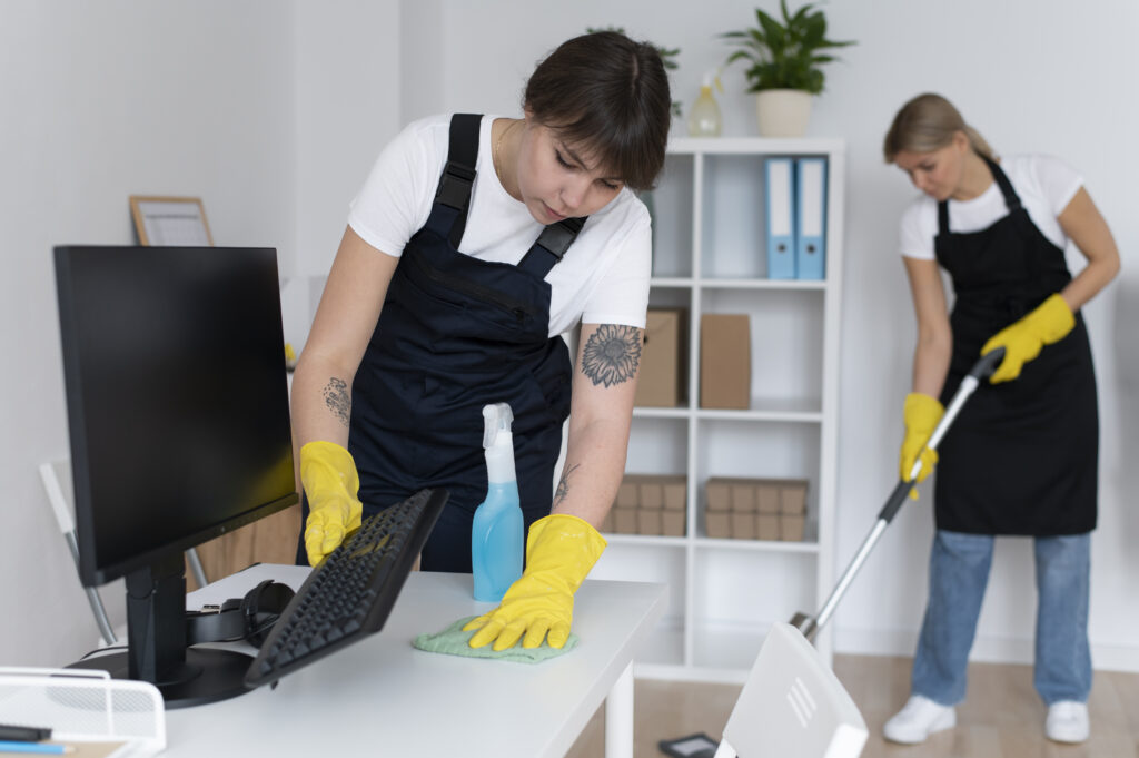 people cleaning